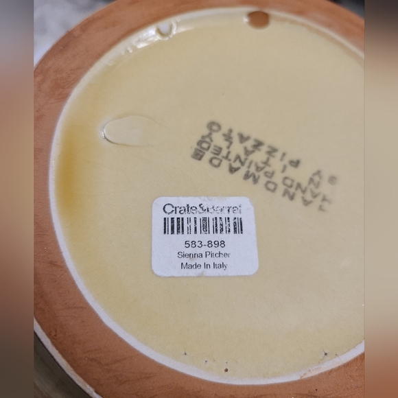 Crate & Barrel Hand Painted Fall Fruit Sienna Pitcher - Picture 7 of 8